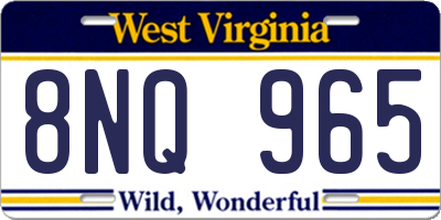 WV license plate 8NQ965