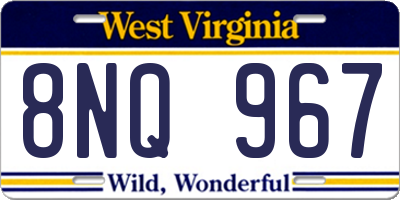 WV license plate 8NQ967