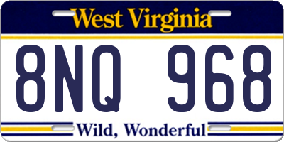 WV license plate 8NQ968