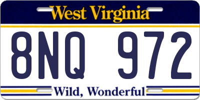 WV license plate 8NQ972