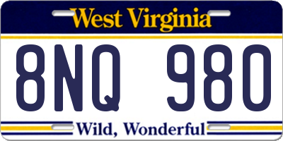 WV license plate 8NQ980