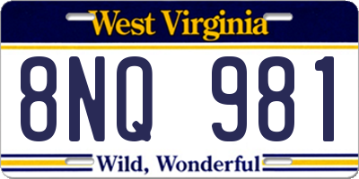 WV license plate 8NQ981
