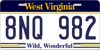 WV license plate 8NQ982