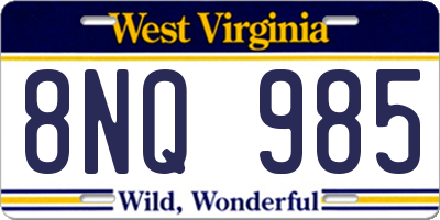 WV license plate 8NQ985