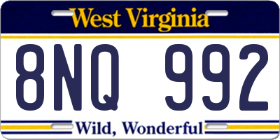 WV license plate 8NQ992