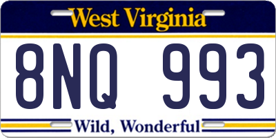 WV license plate 8NQ993