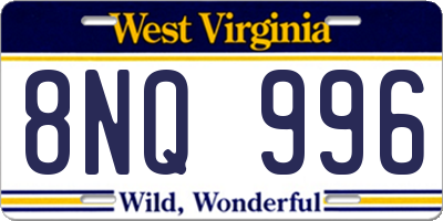 WV license plate 8NQ996