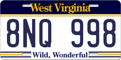 WV license plate 8NQ998