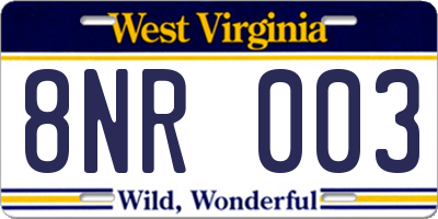 WV license plate 8NR003