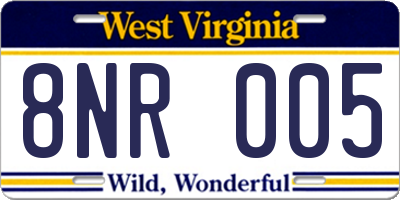 WV license plate 8NR005