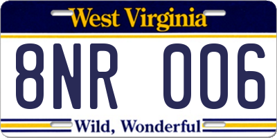 WV license plate 8NR006