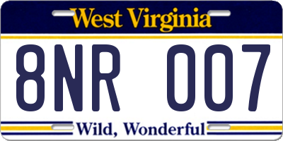 WV license plate 8NR007