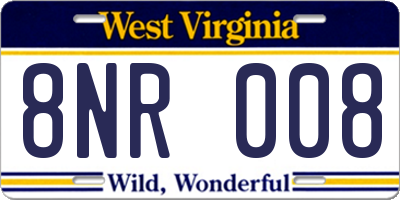 WV license plate 8NR008