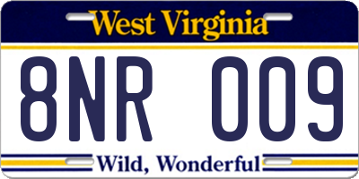 WV license plate 8NR009