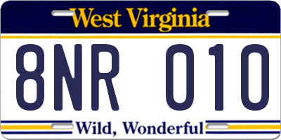 WV license plate 8NR010