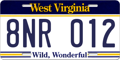 WV license plate 8NR012