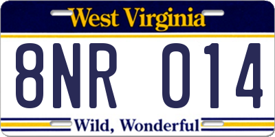 WV license plate 8NR014