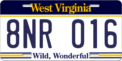 WV license plate 8NR016