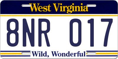 WV license plate 8NR017