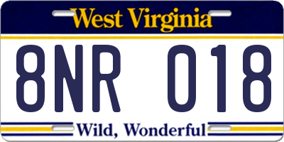 WV license plate 8NR018