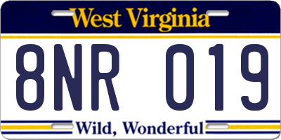 WV license plate 8NR019
