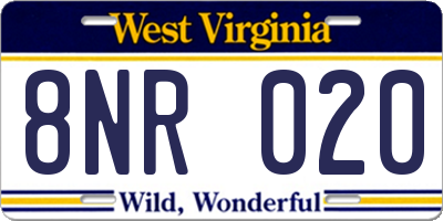 WV license plate 8NR020