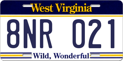 WV license plate 8NR021