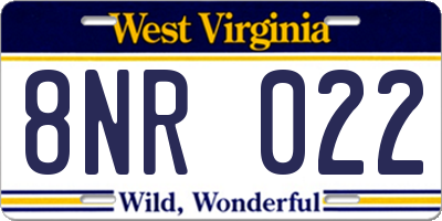 WV license plate 8NR022