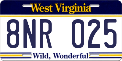 WV license plate 8NR025