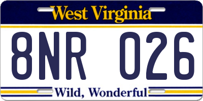 WV license plate 8NR026