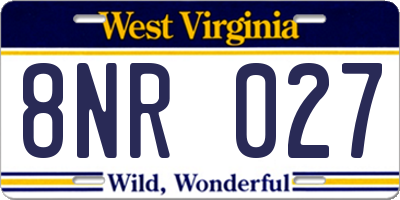 WV license plate 8NR027