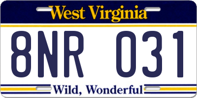 WV license plate 8NR031