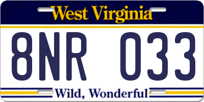 WV license plate 8NR033