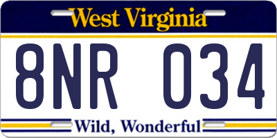 WV license plate 8NR034