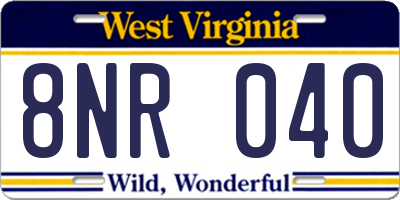 WV license plate 8NR040
