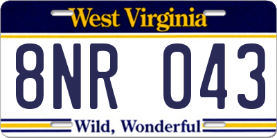 WV license plate 8NR043