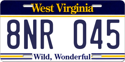 WV license plate 8NR045