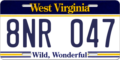 WV license plate 8NR047