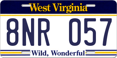 WV license plate 8NR057