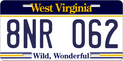 WV license plate 8NR062