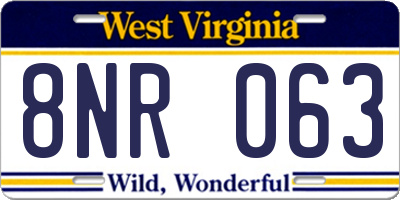 WV license plate 8NR063