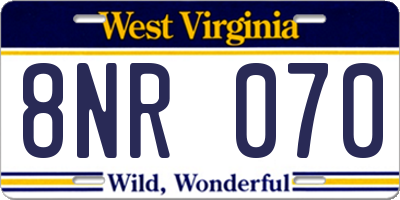 WV license plate 8NR070