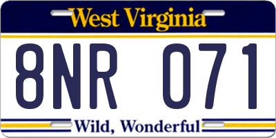 WV license plate 8NR071