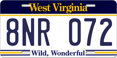 WV license plate 8NR072