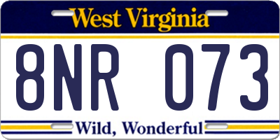 WV license plate 8NR073
