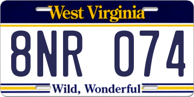 WV license plate 8NR074