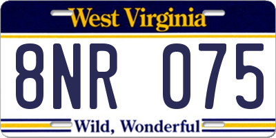 WV license plate 8NR075