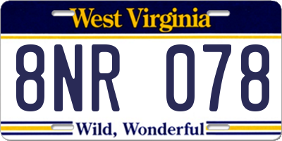 WV license plate 8NR078