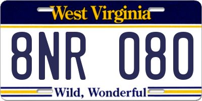 WV license plate 8NR080