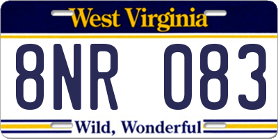 WV license plate 8NR083